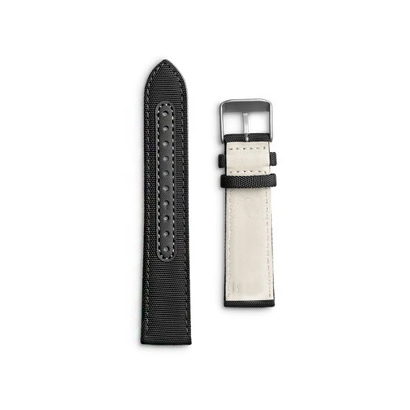 20 мм личи холст лицо натуральная кожа внутренний ремешок для часов Черный