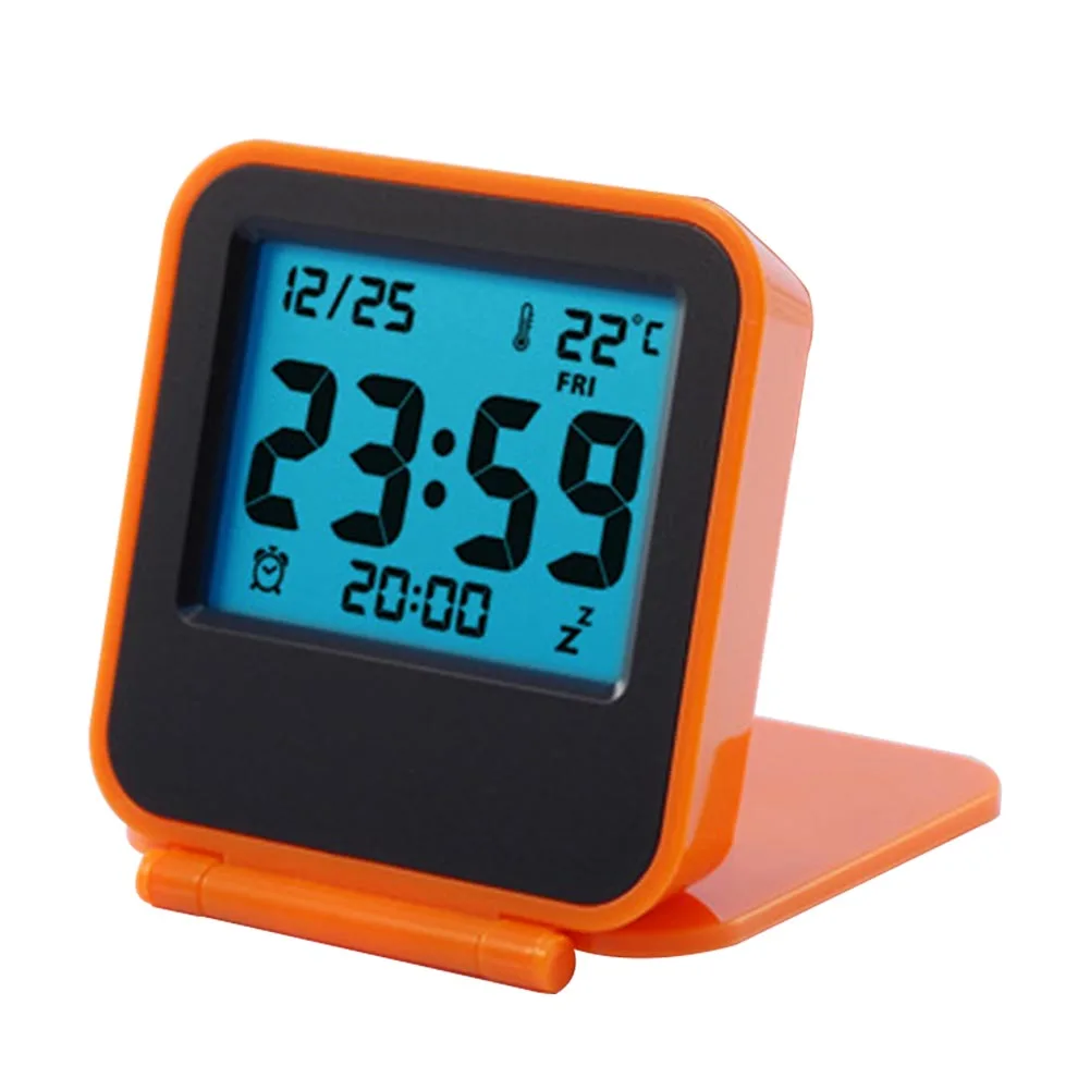 Clamshell Type Mini Snooze Temperature Portable Ultra Slim Date Practical Alarm Clock ABS Travel Digital Display Week Desktop |