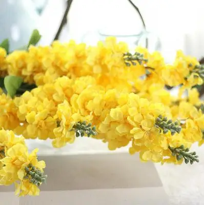 Йо Чо 3 браши Larkspur Hyacinth Snapdragon Искусственные цветы Свадебный подарок Шелковый Цветок День Рождения Вечеринка офис Декор - Цвет: yellow