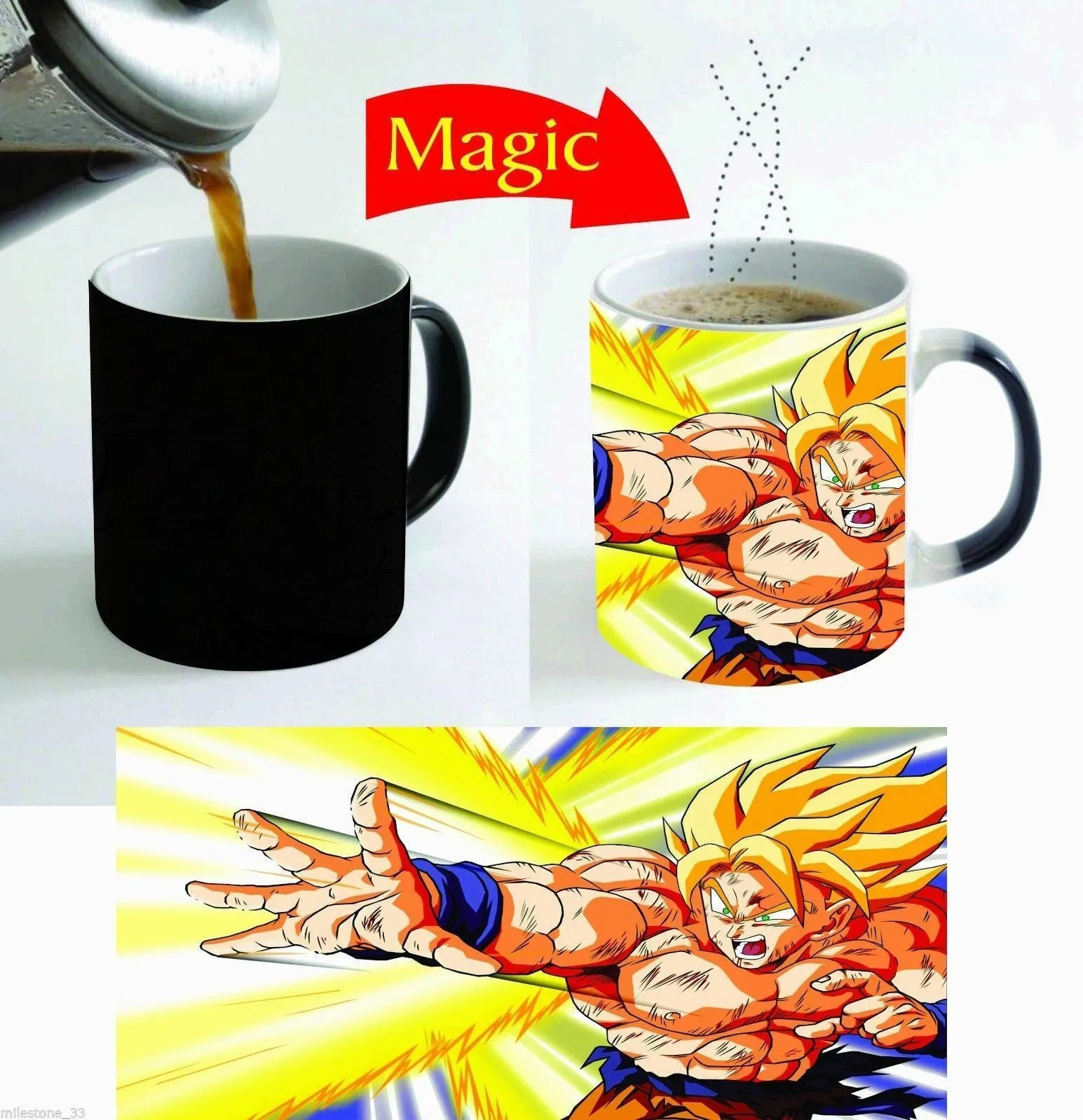 Волшебная кружка Dragon Ball Z с изменением цвета керамическая для кофе и чая 11 унций в