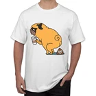 TEEHUB, лидер продаж, хипстерская футболка с забавным принтом мопса, модная мужская футболка с коротким рукавом и круглым вырезом