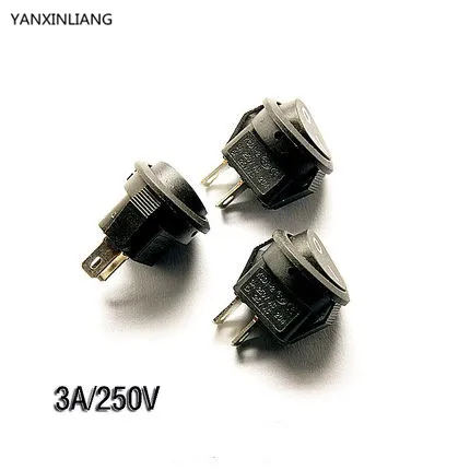 10 шт./лот 15 мм SPST 2PIN Вкл/Выкл круглый лодочный кулисный выключатель 3A/250V