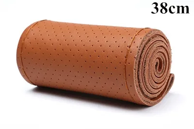 38 Brown Thread Сделай Сам, натуральная кожа, оплетка, покрытие на руль, мягкая, не скользит,, Воловья кожа, на руль, для 36, 38, 40 см, размер - Название цвета: 38 Brown Thread