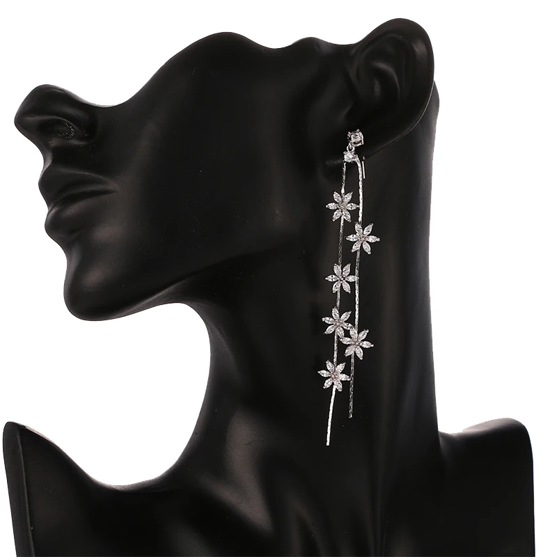 Be8 брендовые модные роскошные длинные висячие серьги новый дизайн цветочные