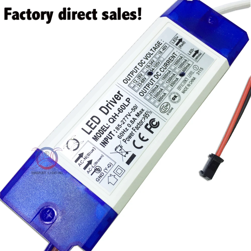 2 шт. изоляции 40 Вт-60 Вт AC85-277V светодиодный драйвер 18-30x3W 600mA DC54-105V высокое pfc LED Питание для прожектора