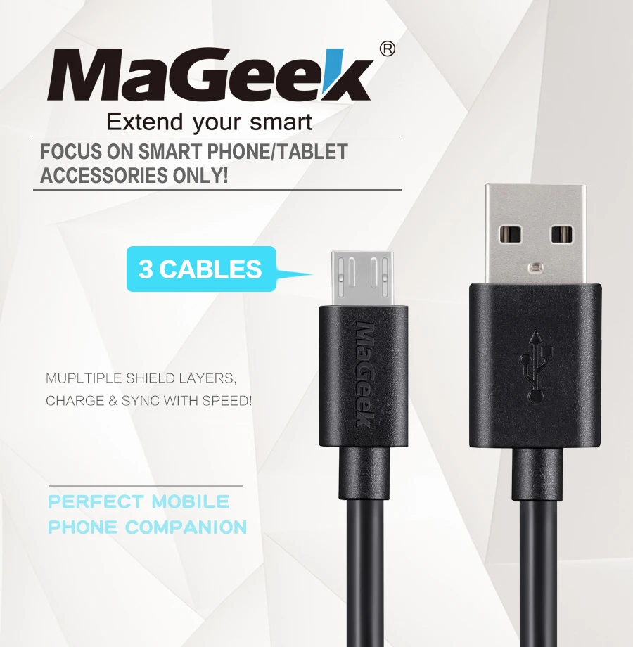 [3 шт.] кабель Micro USB MaGeek 1.0 MX3 быстрая зарядка стандартные кабели для телефонов Samsung