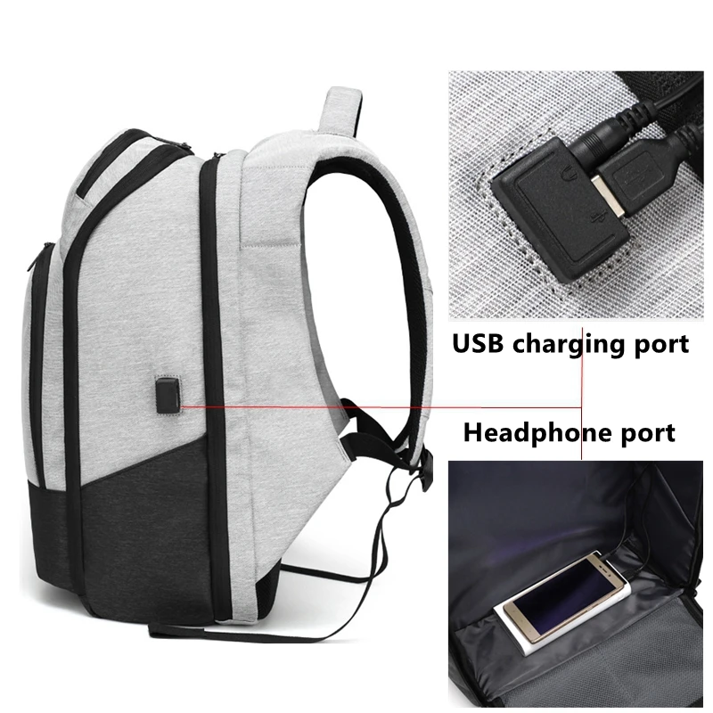 

BAIBU Men Backpack High capacity 17.3 inch Laptop Backpack Multifunction USB Charging Travel Bag women Casual school Backbag