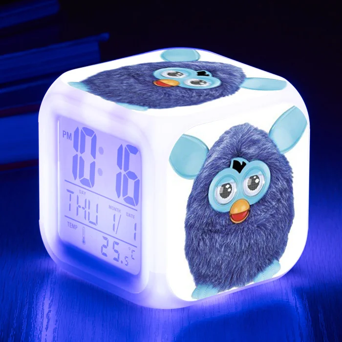 [Wanpy family] Furby будильник для детской комнаты, спальни, прикроватные настольные часы, меняющие цвет, цифровой будильник