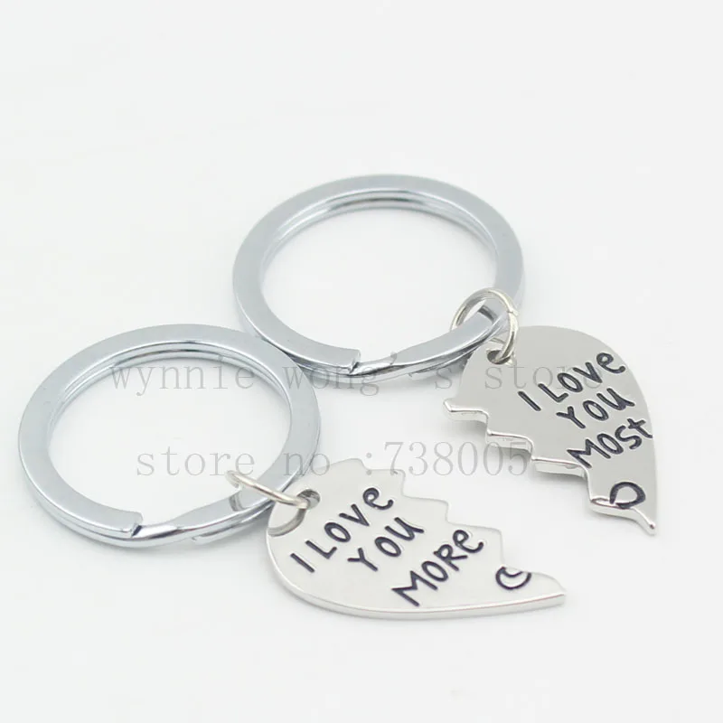 Новинка 2016 ожерелье из 2 частей Я тебя люблю больше брелоки ручной штамповки для
