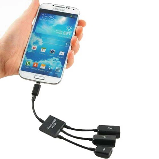 Горячий-двойной мини USB хост OTG концентратор сплиттер адаптер кабель для Nexus S3 Galaxy