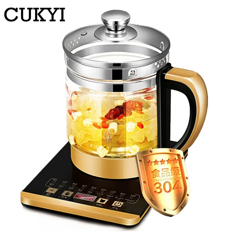 Многофункциональный Электрический котел для приготовления пищи CUKYI, 110 В/220 В, полностью автоматический Чайник из утолщенного стекла