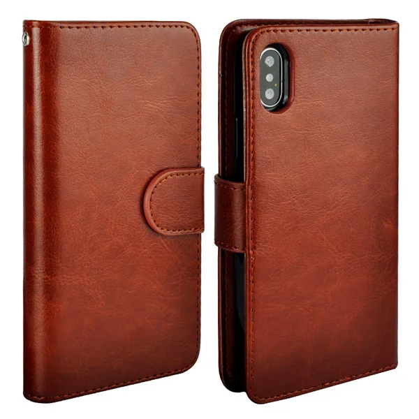 brown LANCASE для iPhone XS X чехол из искусственной кожи кошелек 2 в 1 Магнитный ТПУ чехол С Откидывающейся Крышкой для iPhone XS MAX XR чехол с подставкой и карманами для карт - Цвет: brown
