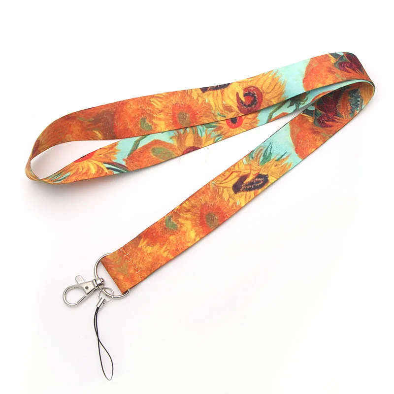 

V209 Van Gogh's Oil Paintings Art Keychain Lanyards Id Badge Holder ID Card Pass Mobile Phone USB Badge Holder Key Strap 1PCS