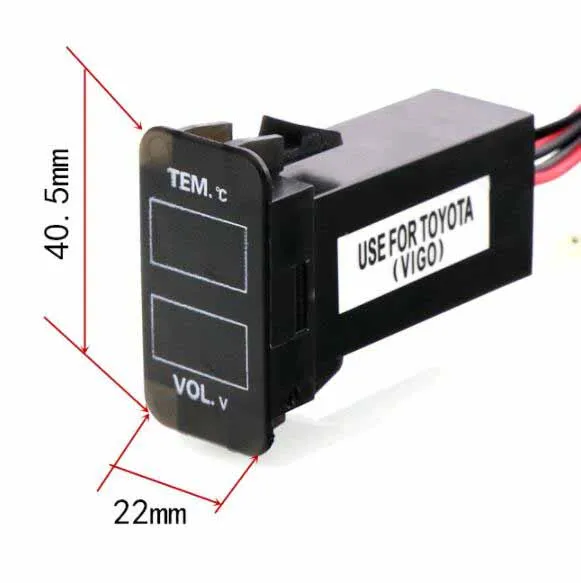 40.5x22mm Автомобильный Интерфейс 12V специальная конструкция с Напряжение и Температура Дисплей Применение для TOYOTA, Camry, Corolla, Yaris, RAV4, Reiz, Land Cruiser - Название цвета: 40.5x22mm