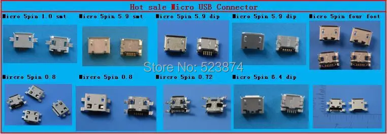 Горячая распродажа 10 моделей микро-usb Коннектор 100 шт./лот очень общий зарядный