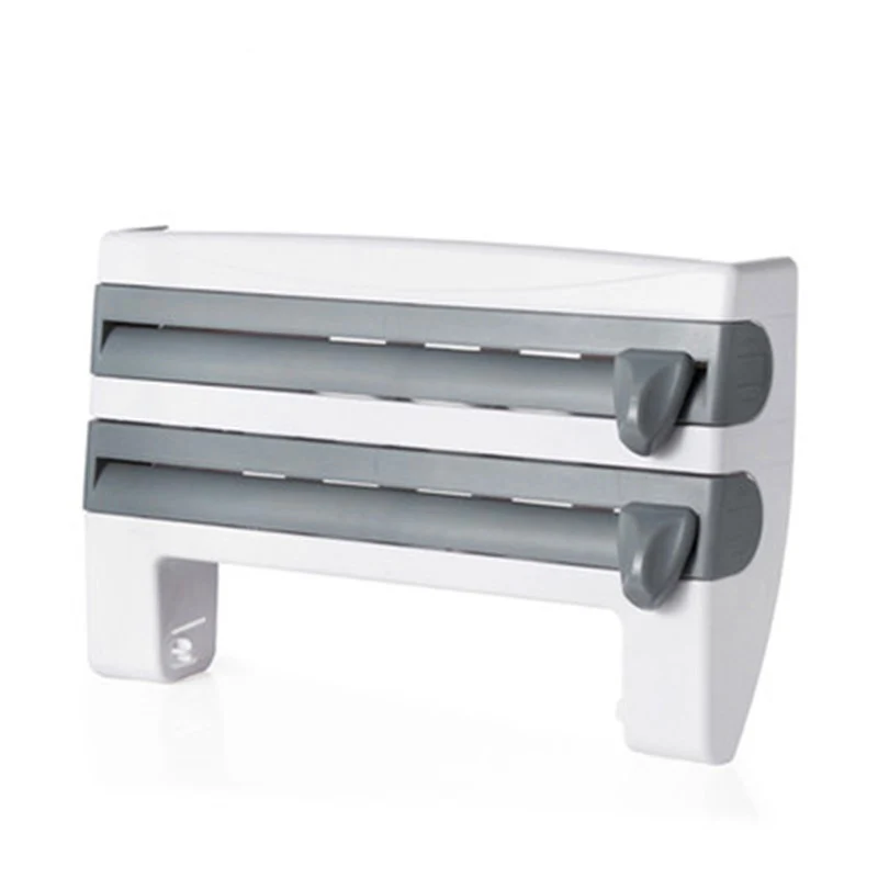 Gray-blue Кухонный органайзер, цепляющаяся пленка для соуса, стеллаж для хранения бутылок, жестяная фольга, держатель для бумажных полотенец, кухонная полка, пластиковая упаковка, режущие инструменты - Цвет: Gray-blue