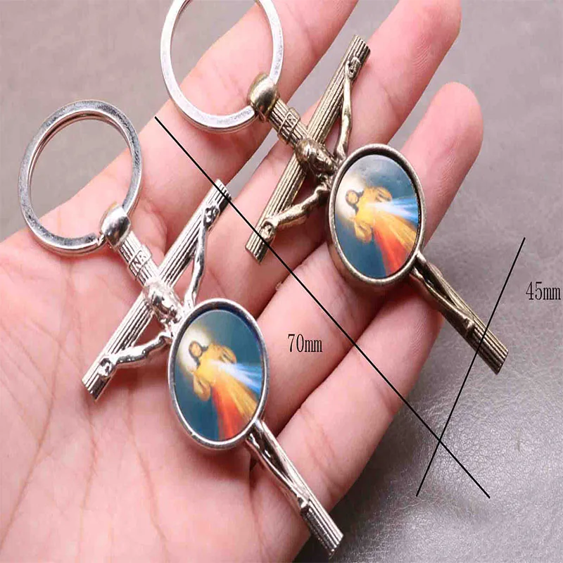 Классический античный бронзовый брелок для ключей с Иисусом в виде креста Orb