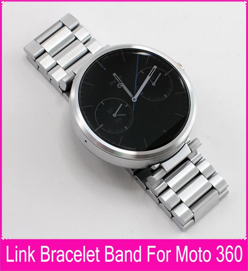 Ремешок из нержавеющей стали для Moto 360 22 мм черный/серебристый ремешок смарт