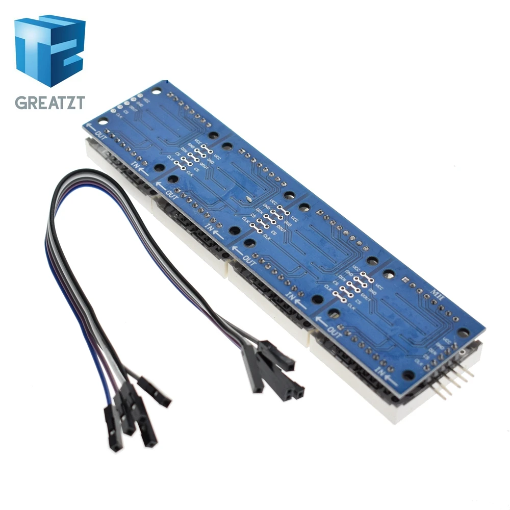 1pcs MAX7219 Dot Matrix Module For Arduino Microcontroller 4 In One Display with 5P Line|max7219 dot matrix module|module for arduinomodule max7219 |