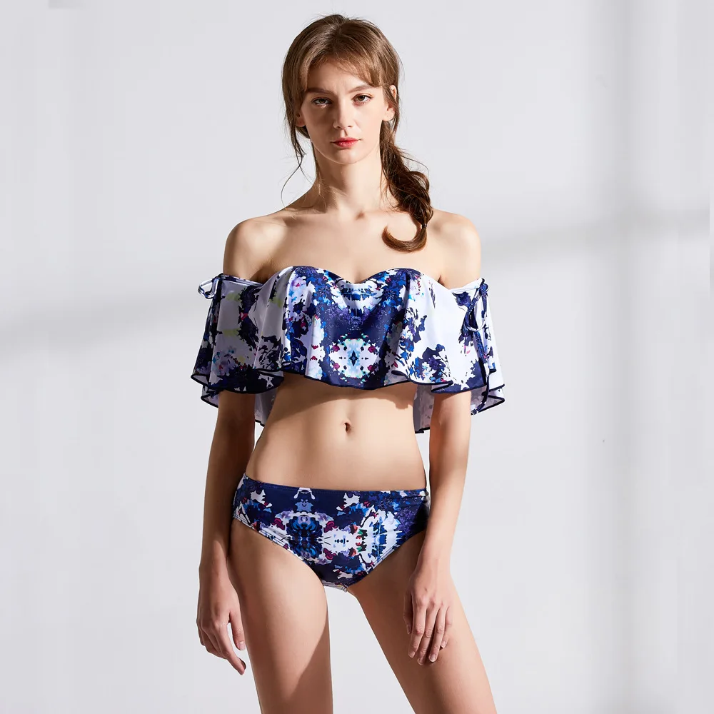 Двухкомпонентный Воланы купальник в Корейском стиле с подушечкой под купальный