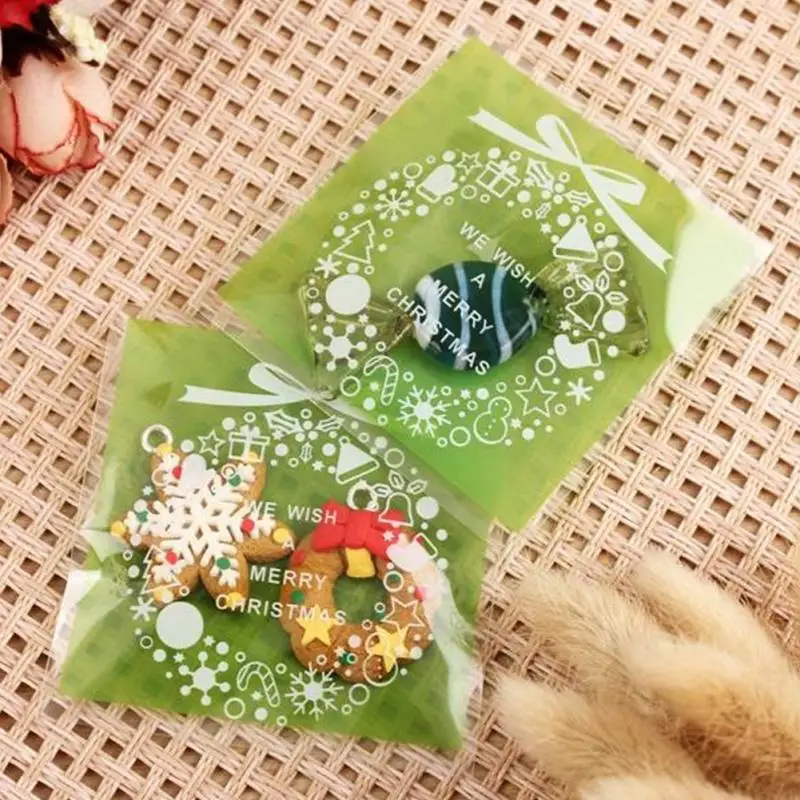 100 шт./упак. самоклеющиеся Рождественский Санта Пластик подарочные пакеты