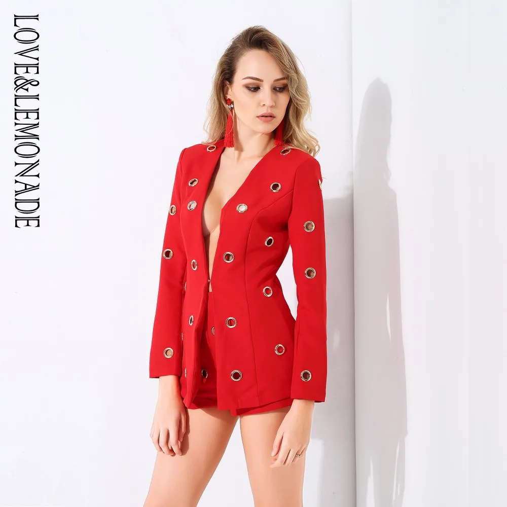 Love& Lemonade с глубоким v-образным вырезом Золотое кольцо украшенное из двух предметов наборы черный/красный LM0771