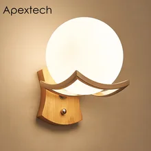 Apextech деревянная настенная лампа Млечный стеклянный шар