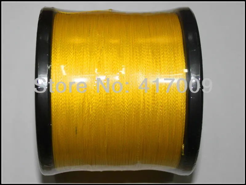 Оптовая продажа 4 strands 100% пэ плетеный шнур 1000 м сильный чп Dyneema спектры желтый LB10