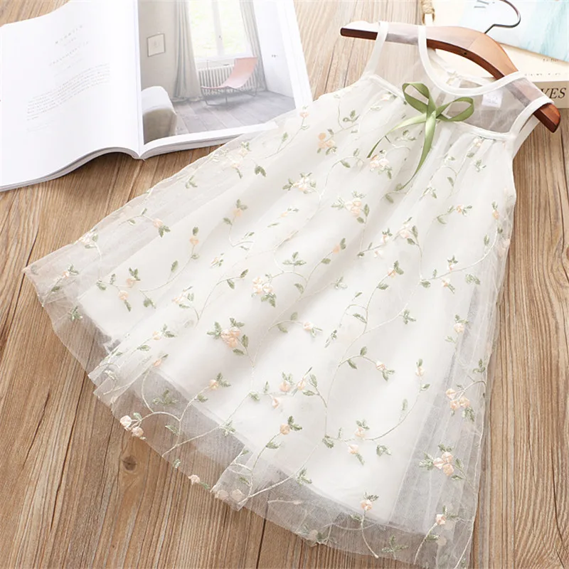 2018 летнее платье для девочек новое повседневное кружевное без рукавов с