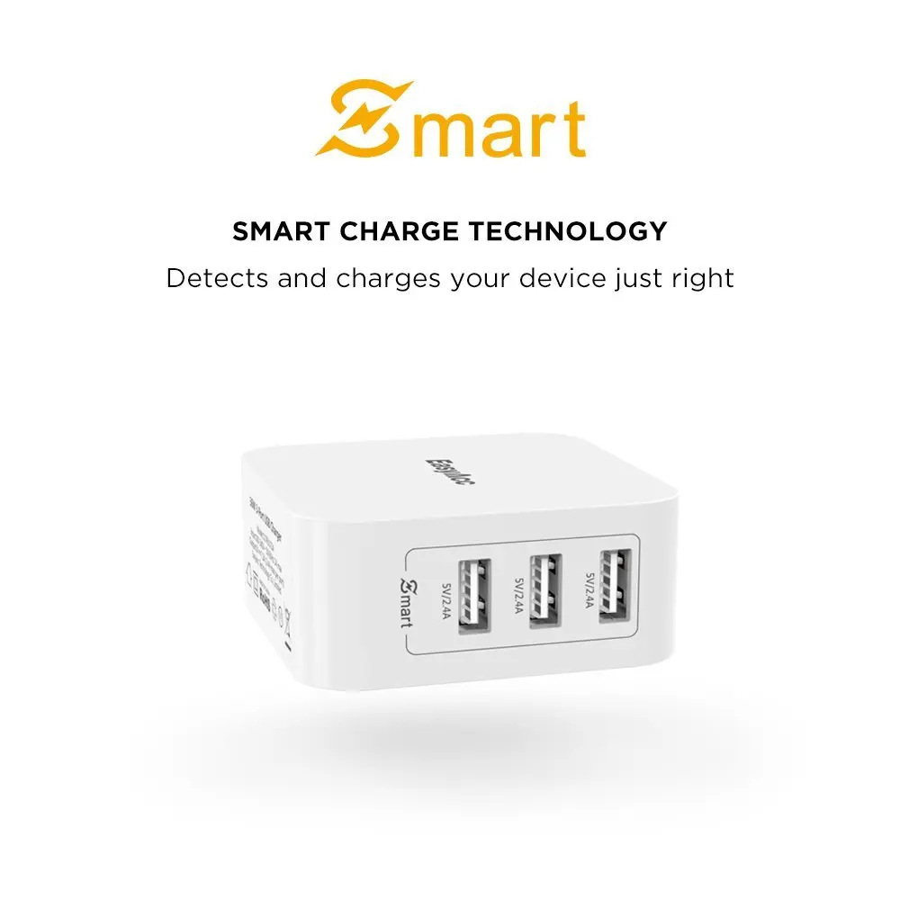USB Зарядное устройство универсальное быстрое зарядное 36 Вт 7.2A стены 3 Порты и