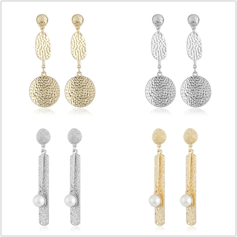 Louleur 2019 New Vintage Exaggerated Big Circle Long Dangle Earrings Pearl Gold Drop For Women Party Jewelry Brinco | Украшения и