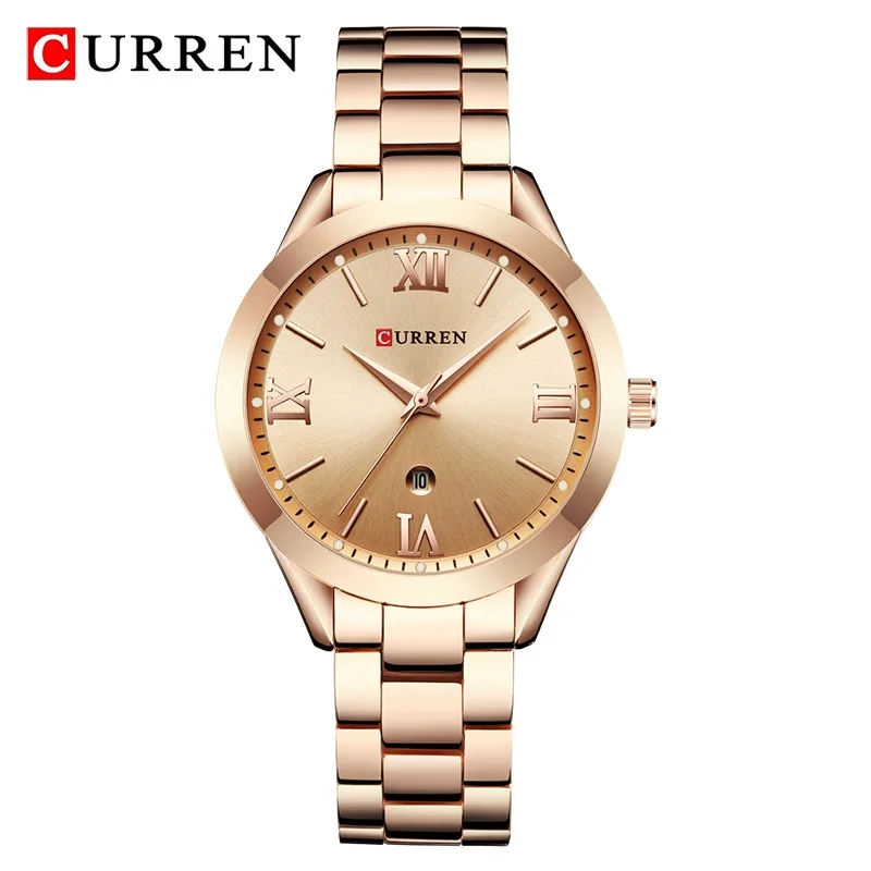 CURREN 9007 роскошные часы из розового золота, женские часы, Топ бренд, модные женские часы, подарок для влюбленных, Relogio Feminino Montre Femme - Цвет: Rose Gold