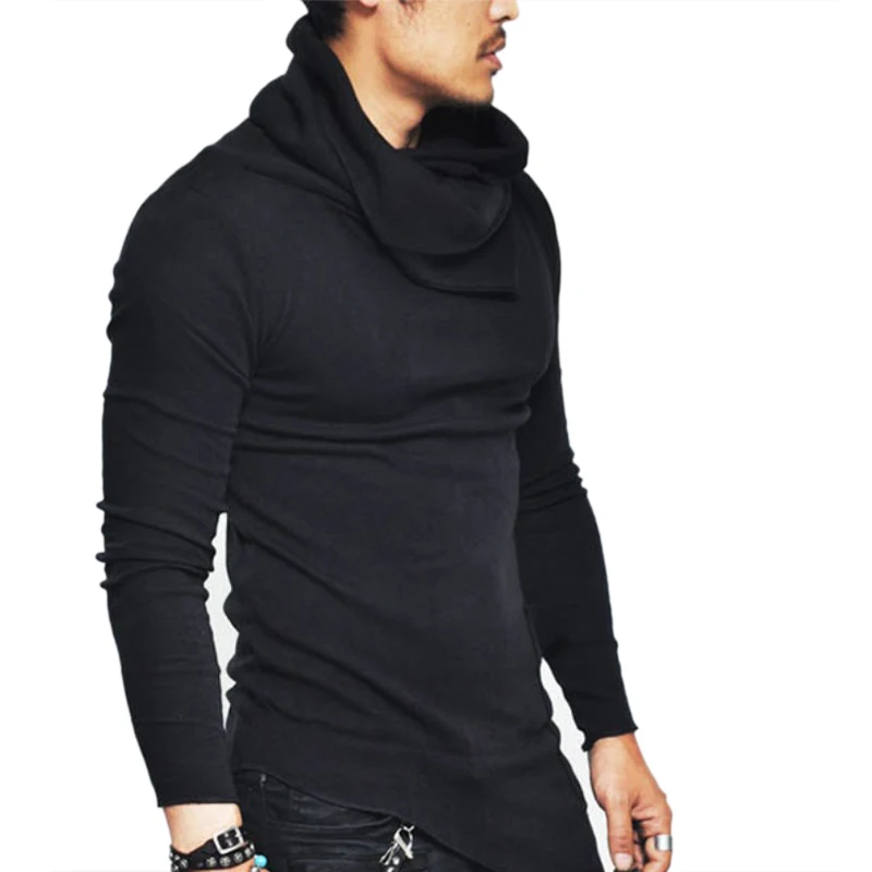 

COCEDDB Men's High-necked Sweaters Irregular Design Top Male Sweater Solid Color Mens Casual Sweater Pullover Sweaters For Mens