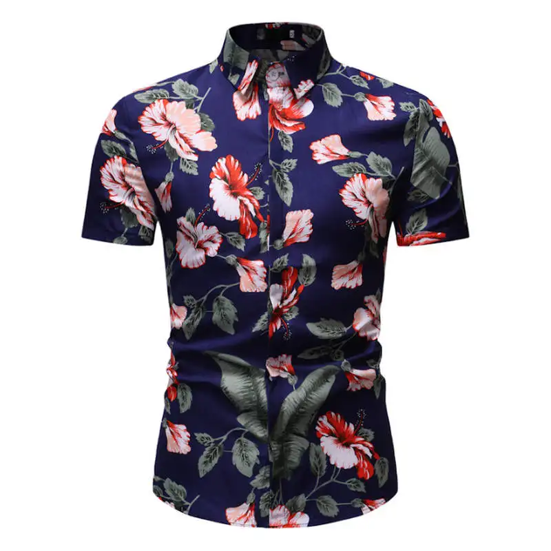 HZ11 Мужские Гавайские рубашки мужские повседневные Camisa Masculina печатные пляжные рубашки мужская рубашка навыпуск с ярким рисунком короткий рукав Летняя Праздничная рубашка - Цвет: HZ11