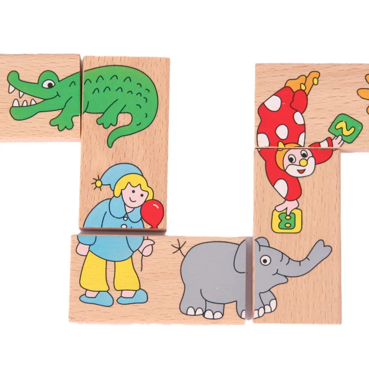 15 шт. деревянная детская игрушка игрушки Животные головоломки домино высокое качество образования игрушки для ребенка подарок на день рождения