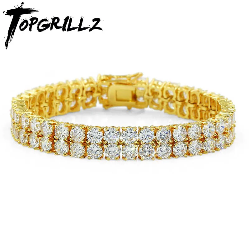 

High Quality Bling Tennis Bracelet 2 Rows AAA+ Cubic Zirconia Charm Bracelets Jewelry All Iced Out Hip Hop Fashion Jewelry Gifts