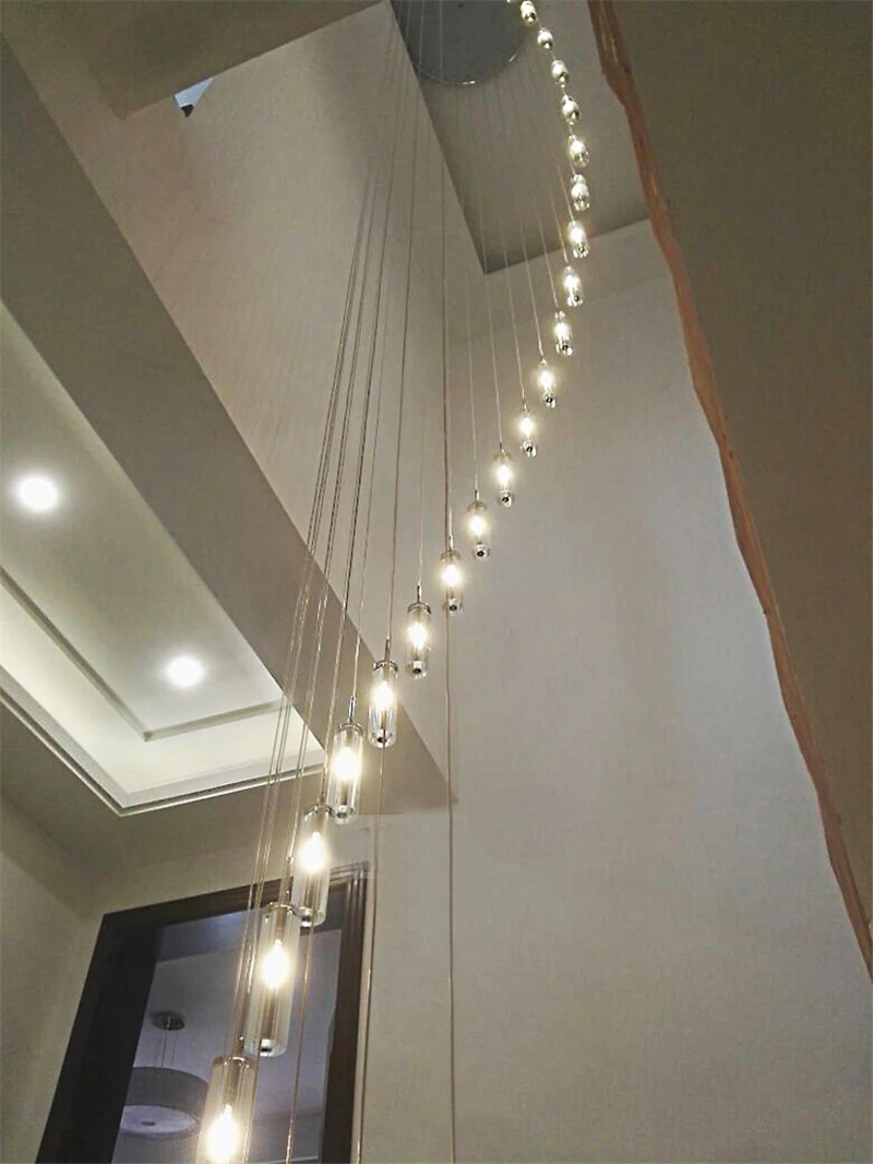 値段 Fumatスパイラルシャンデリア階段照明スパイラルクリスタルのシャンデリア用吹き抜け教会ロングシャンデリア現代光沢ライト