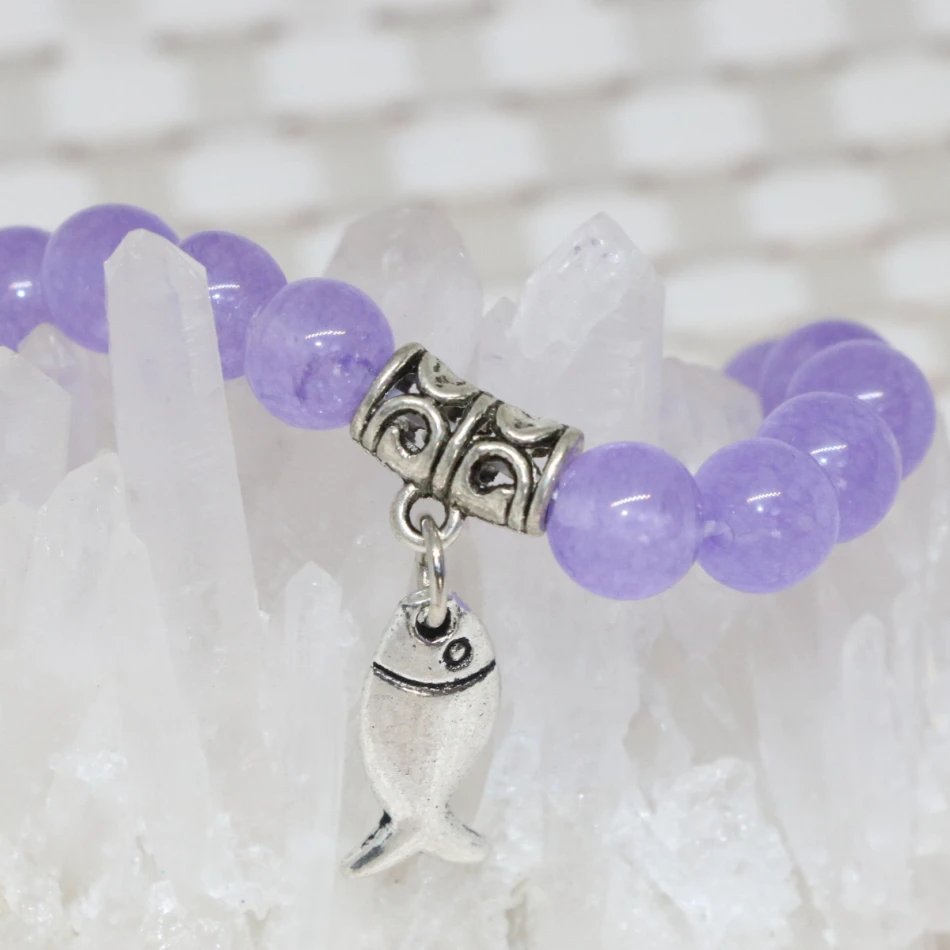 Оптовая цена фиолетовые бусины из халцедона браслеты бисера натуральный камень 8