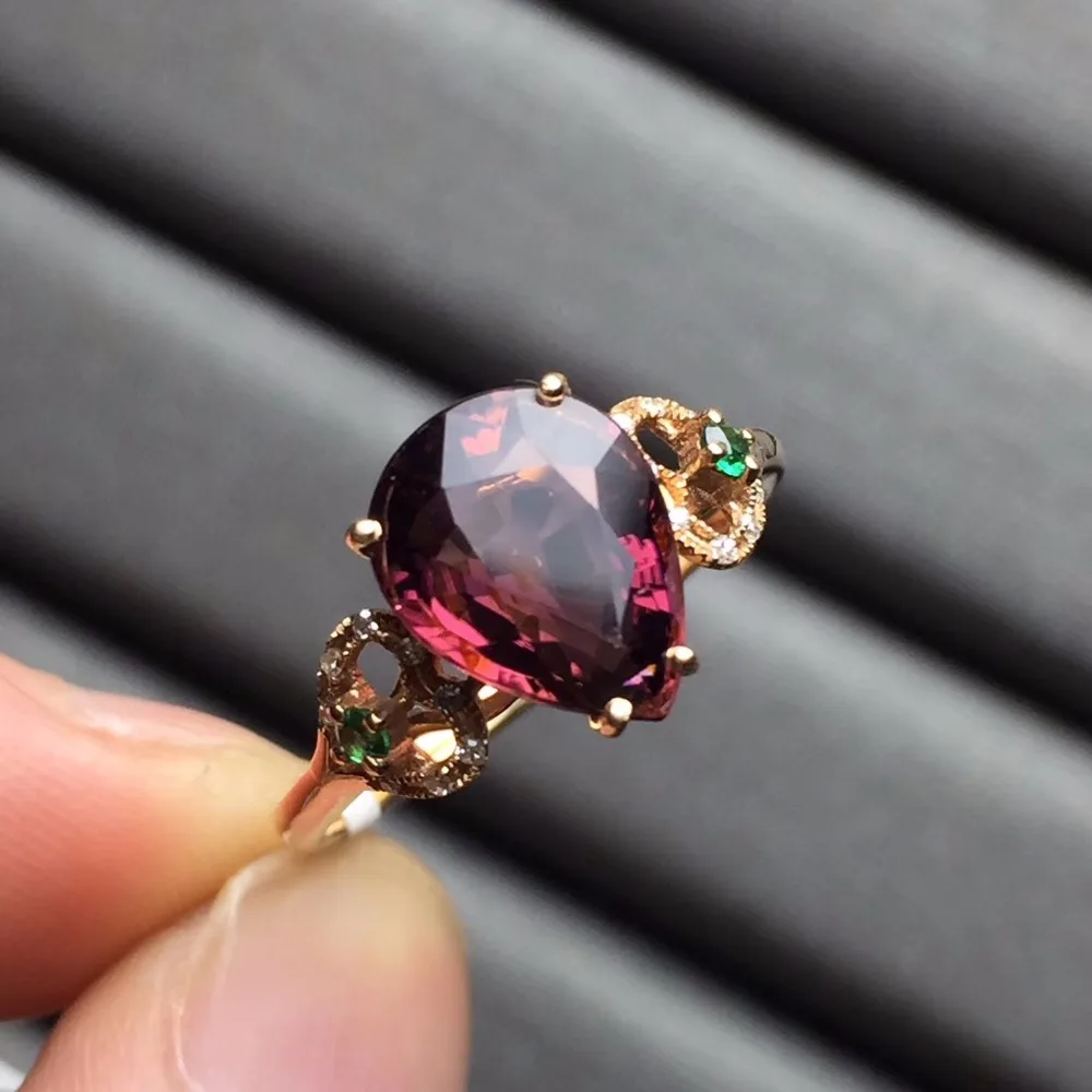 Ювелирные изделия anillos oro Настоящее 18 к розовое золото AU750 100% натуральный красный