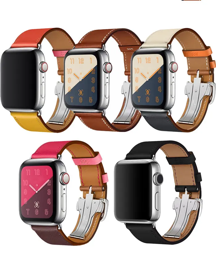 Кожаный ремешок для apple watch, ремешок 42 мм, 38 мм, Версия 44 мм 40 мм развертываемая застежка ремешок для наручных часов iwatch, версия в едином положении во время занятий легкой атлетикой, 5/4/3/2/1 ремень
