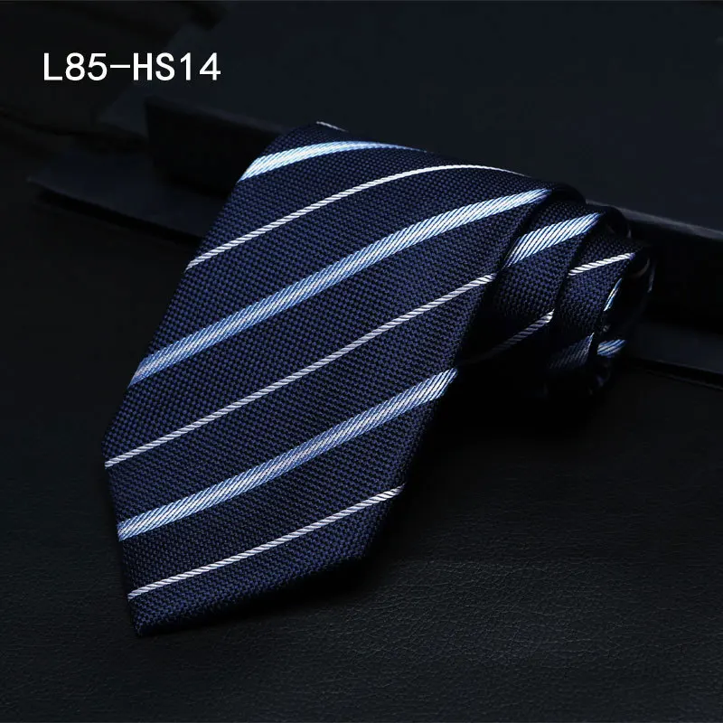L85-HS-14 8 см роскошный натуральный шелковый галстук для шеи мужская деловая рубашка геометрический узор в полоску и горох Галстуки свадебные подарки для мужчин подарок - Цвет: L85-HS-14