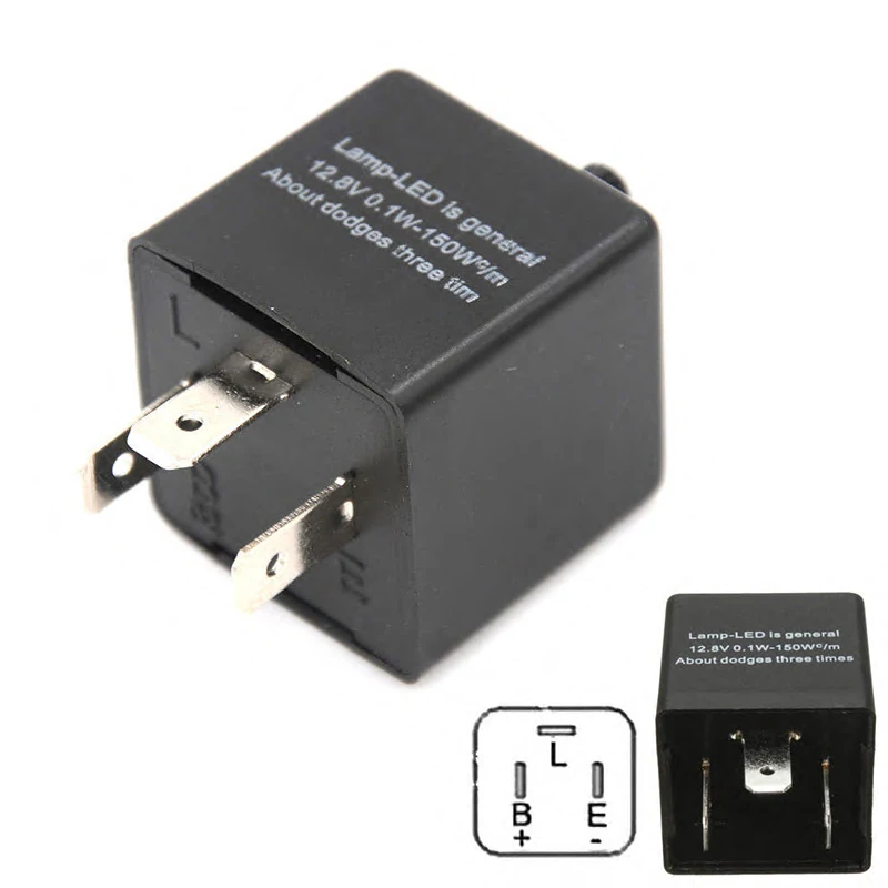 

3-Pin LED Flasher Relay Unit Car Turn Signal Indicator Blinker Light Globe Flash plug play Black for most of the 12V vehicles