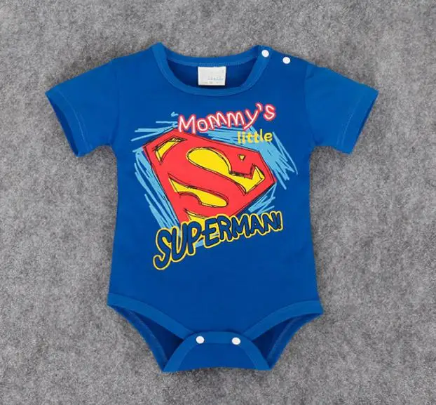 Blue Superman Маленький Супермен, хлопковый комбинезон для маленьких мальчиков, Детские альпинистские костюмы с буквенным принтом, Одежда для новорожденных с короткими рукавами, одежда для альпинизма - Цвет: Blue Superman