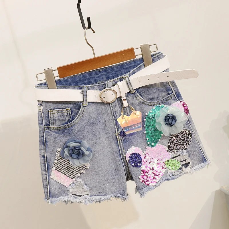 Летнее платье с блестками белая футболка + Джинсовые шорты костюм Для женщин