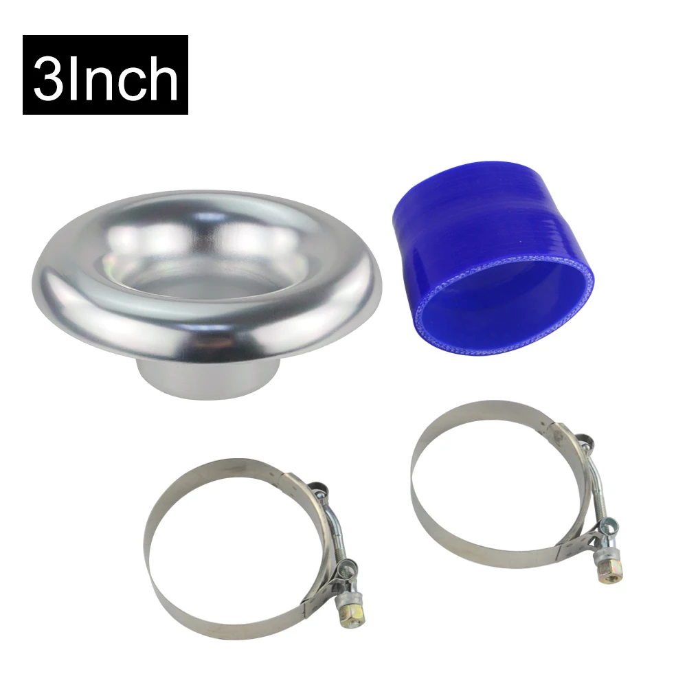 3 Inch Silver " или 4" короткий ram/Холодный Воздушный компрессор/Впускной скорость стека/турбо Рог Комплект с силиконовым шлангом и SS304 зажим - Цвет: 3 Inch Silver