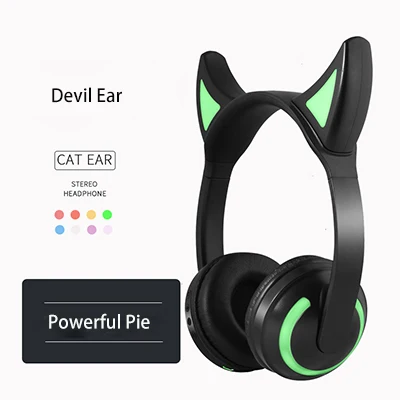 Devil ear ZW-19 Bluetooth наушники светодиодный светильник кошачьи уши гарнитура беспроводные наушники HIFI стерео бас наушники для телефонов с микрофоном - Цвет: Devil ear