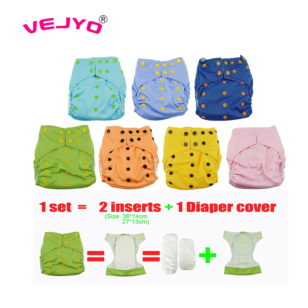 3PCS in 1 set Modern Design Colored Snaps Cloth Diaper Baby Washable Reusable Diapers Nappies Cover with 2PC 4 Layer Inserts | Мать и