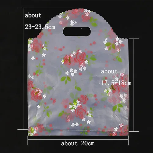 flower 50 шт Пластиковые хозяйственные сумки с ручками, тканевые сумки для хранения, Подарочные Упаковочные сумки, вечерние, свадебные, бутиковые сумки с пластиковыми ручками - Color: flower