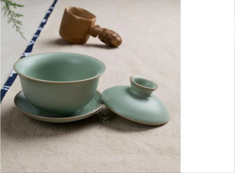 Горячая Распродажа, ru печи пигментированные anxi tieguanyin gaiwan, набор из трех предметов, двойная линия, Цзиндэчжэнь, инструмент для белого чая