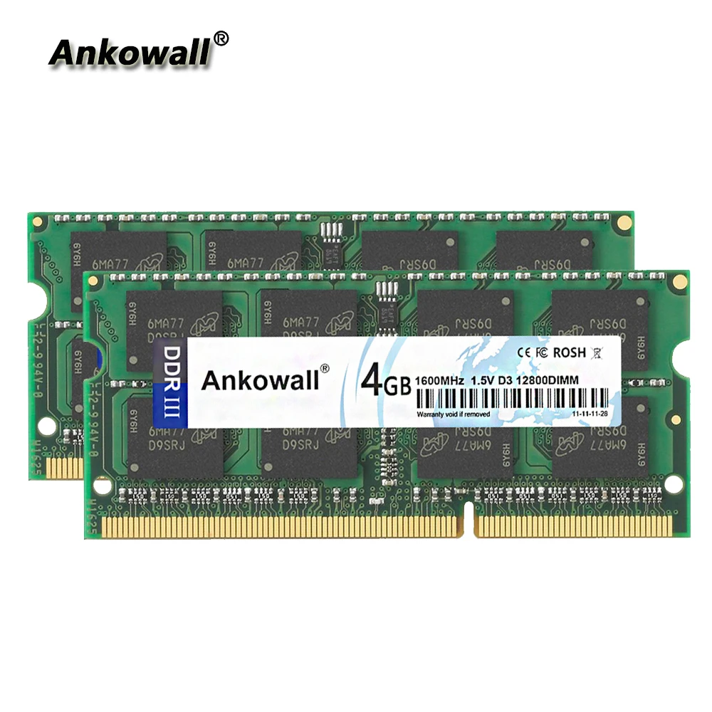 Ankowall DDR3 1600Mhz 8GB Kit (2x4 GB) 4GB ram 1600 MHz SODIMM notebook Memory PC3-12800 ноутбук | Компьютеры и офис